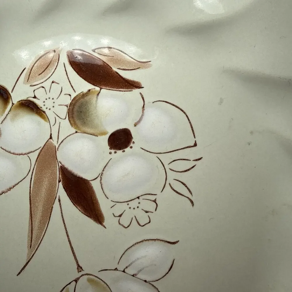 Sculptura Hearthside Felicity Salad Plates Set 4 Neutral Floral Japan 7.5” Retro